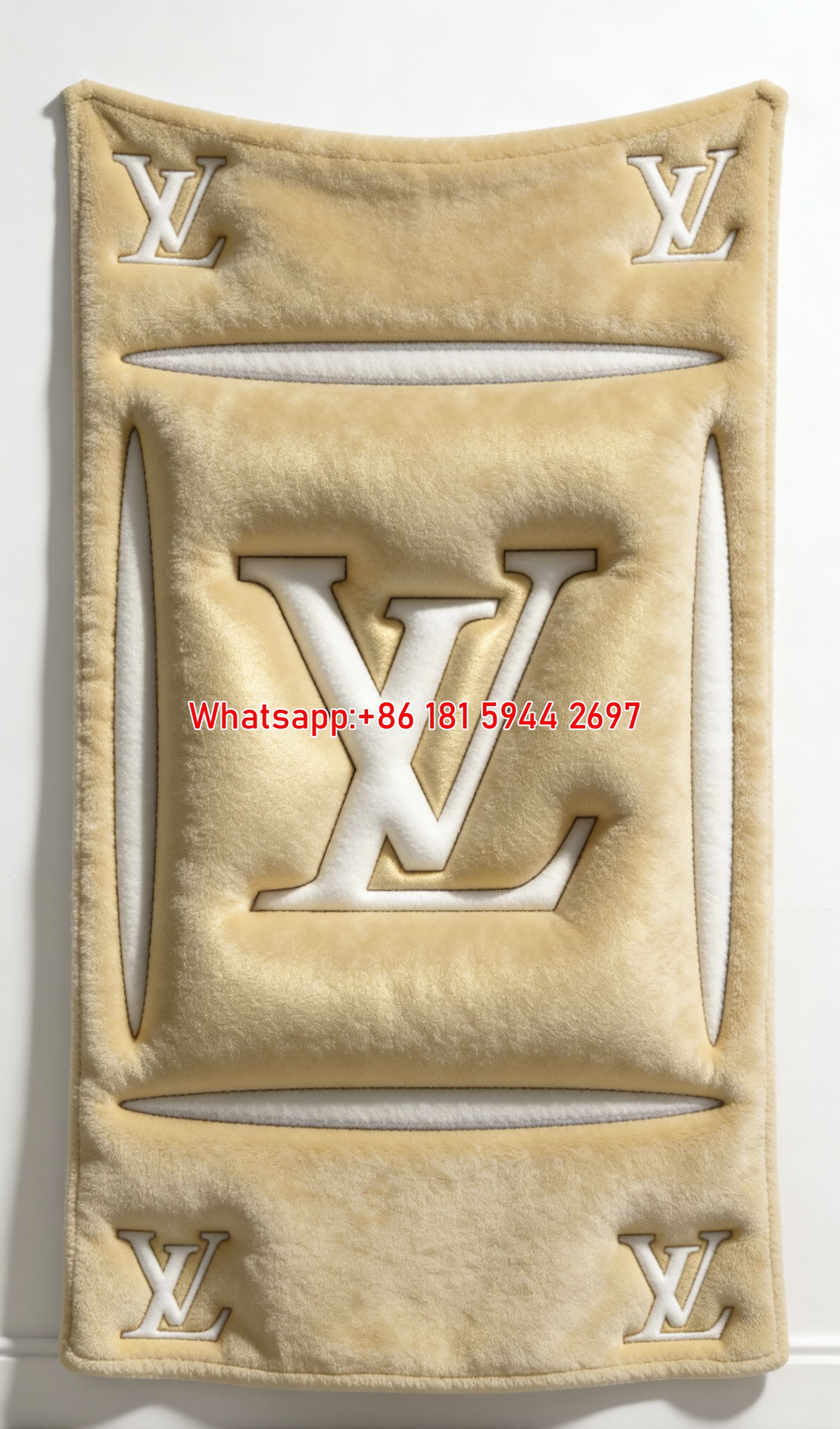 3D LV Embossed Blanket Luxury LV Cream Monogram Throw IMG_3622